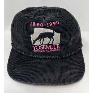 VTG Yosemite National Park 1890-1990 Hat Cap Strap Back Bump Bonnets Corduroy